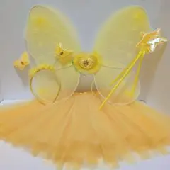♦天使の羽根 コスプレ 子供 ラブリー天使 3点セット42x33cm イエロー