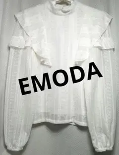 美品　EMODA　総レースフリルブラウス　ホワイト