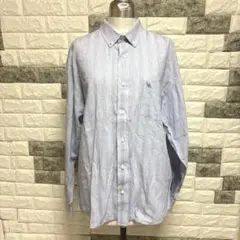 美品【YUMI KATSURA】青と白のストライプ ボタンダウンシャツ2Lブルーのサムネイル