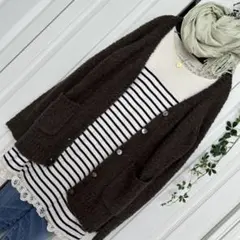 《green lace》ブークレVネックカーディガン ロングカーディガンのサムネイル