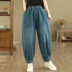 九分丈 デニム ジーパン テーパードパンツ レディース 可愛い ゆったり