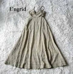 【新品】アングリッド　ギンガムチェックバックオープンキャミワンピース　グリーン