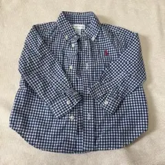 ラルフローレン　ギンガムチェック薄手シャツ　青色18M