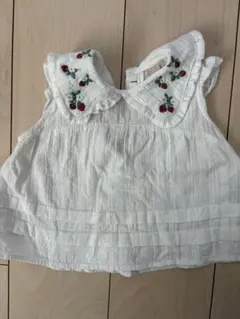 petit main 刺繍付きホワイトトップス 90