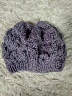 薄紫色　ニット帽