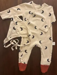 月の模様 帽子付きロンパース 66cm 楽天