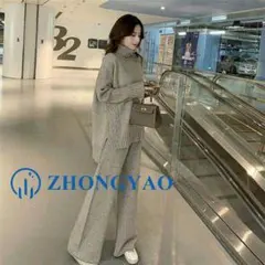 パンツセットアップ ニット レディース 秋 冬 パンツスーツ 上下セット