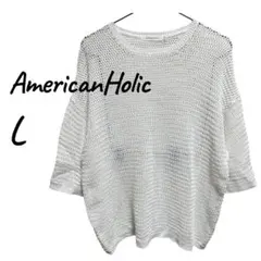 AmericanHolic 透かし編み半袖ニットプルオーバーＬのサムネイル