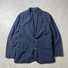 POLOラルフローレン シアサッカー ジャケット M ネイビー 薄手 春夏