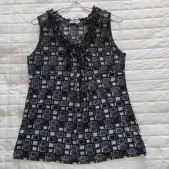 ノースリーブ チュニック フリル リボン Ｍ～Ｌ