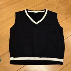 GU ニットベスト ブラック/ホワイト Lサイズ