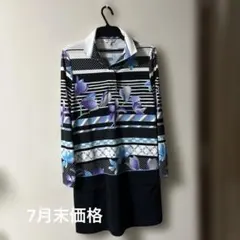 美品✨LEONARD レオナール ひざ丈ワンピース 紺 白 花柄 総柄 L - メルカリ