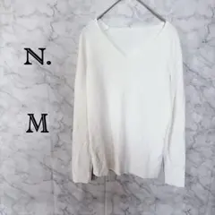 N. ナチュラルビューティーベーシック Vネックニット ホワイト シンプル M
