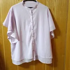 薄紫 フレアスリーブ シャツ