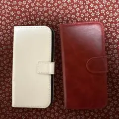 手帳型iPhoneケース ホワイト・レッド