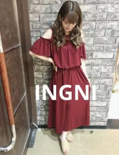 INGNI♡ レースレイヤー肩開きシフォンワンピース