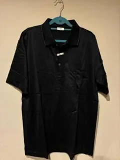 BARNEYS NEW YORKブラック ポロシャツ Mサイズ BARNEYS NEWYORK スキッパー ポロシャツ 黒 極上肌触り ブラック 半袖