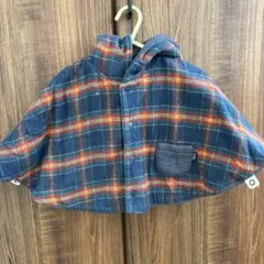 SHIPSフード付きチェック柄ポンチョ　リバーシブル