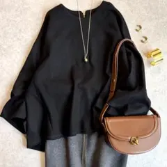 美品 ドゥロワー 高級ウールバックジップクループルオーバー イタリア生地