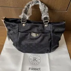 【￼新品未使用】russet ラシット モノグラム ハンドバッグ ネイビーのサムネイル