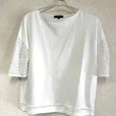 COMME CA ISM 半袖カットソー レース切替 ホワイト Fのサムネイル