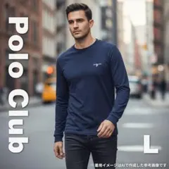 1269 Polo Club 長袖Tシャツ ネイビー ロゴ刺繍 Lサイズのサムネイル