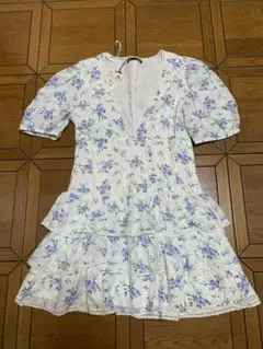 zara フラワープリント ワンピース L
