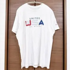 ノーブランド 半袖Tシャツ クルーネック プリント【XL】白 綿 スポーツ