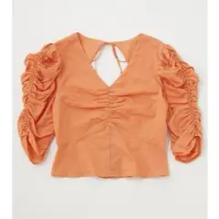 【美品】MOUSSY GATHER SLEEVE ブラウス オレンジ サイズ1