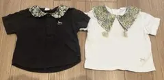 80 cottoli コトリ　ベビー トップス 2枚セット 花柄 襟付き