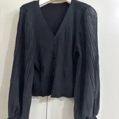 ブラックリブ編みカーディガン