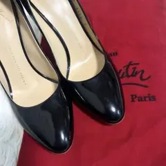 【美品】Zanotti ザノッティ エナメルハイヒール 37 ブラック ルブタン