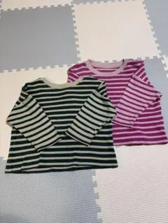 UNIQLO 長袖ストライプカットソー 80サイズ 2枚セット