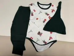 クリスマス　トナカイ　ロンパース 緑　90cm