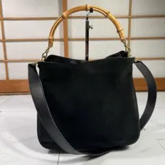 GUCCI バンブー 2way ハンドバッグ ショルダーバッグ スエード A4可のサムネイル