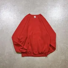 80s 90s USA製 jerzees ラグランスウェット 無地 レッド