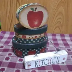 カントリ雑貨 アツプルマット◼️入れ子式アップルBOX◼️KlTCHENボード