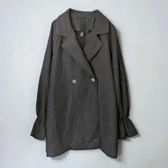 【SHEIN】キャンディスリーブ ロングジャケット チェスターコート 羽織り 黒のサムネイル