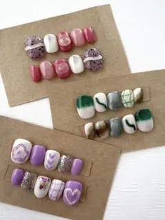 現品　ネイルチップセット 3種まとめ売り　ベリーショート