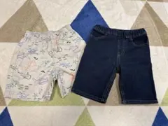 西松屋　GU デニムと魚柄 半ズボン 110cm 2枚組
