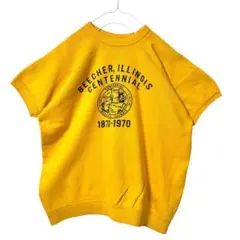 70s ラグランスリーブ 半袖 ヴィンテージ スウェット Tシャツ 企業 短丈