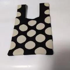 ドット柄 ニット ミニトートバッグ２５✕２０