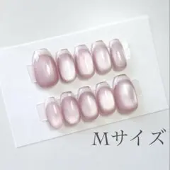 【現品Mサイズ】ピンクマグネット ショートバレリーナ フレンチネイルチップ