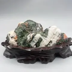 天然藍田玉 靠山石 山水景観置物 高級木製台座付き 天然藍田玉 靠山石 山水景観置物 高級木製台座付き - メルカリ