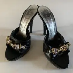 ESPERANZA ミュール サンダル ビジュー付き ブラック Lサイズ