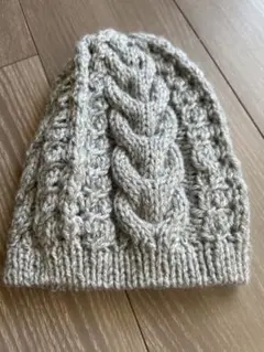 kidsグレー ケーブル編み ニット帽