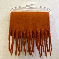 オレンジ　マフラー　ボリューム　ストール　大盤フリンジマフラー