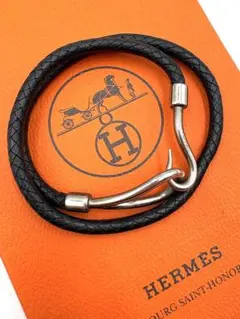 HERMES エルメス　ジャンボ　ブラック　黒　編込み　ブレスレットのサムネイル