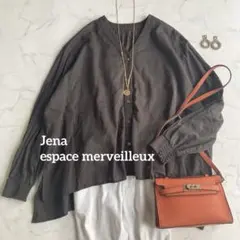 Jena espacemerveilleuxリネンライク袖ギャザーブラウス 綿麻