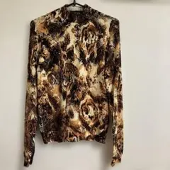 PURSUIT DE IDEAL M-L長袖ニット プルオーバー 柄物